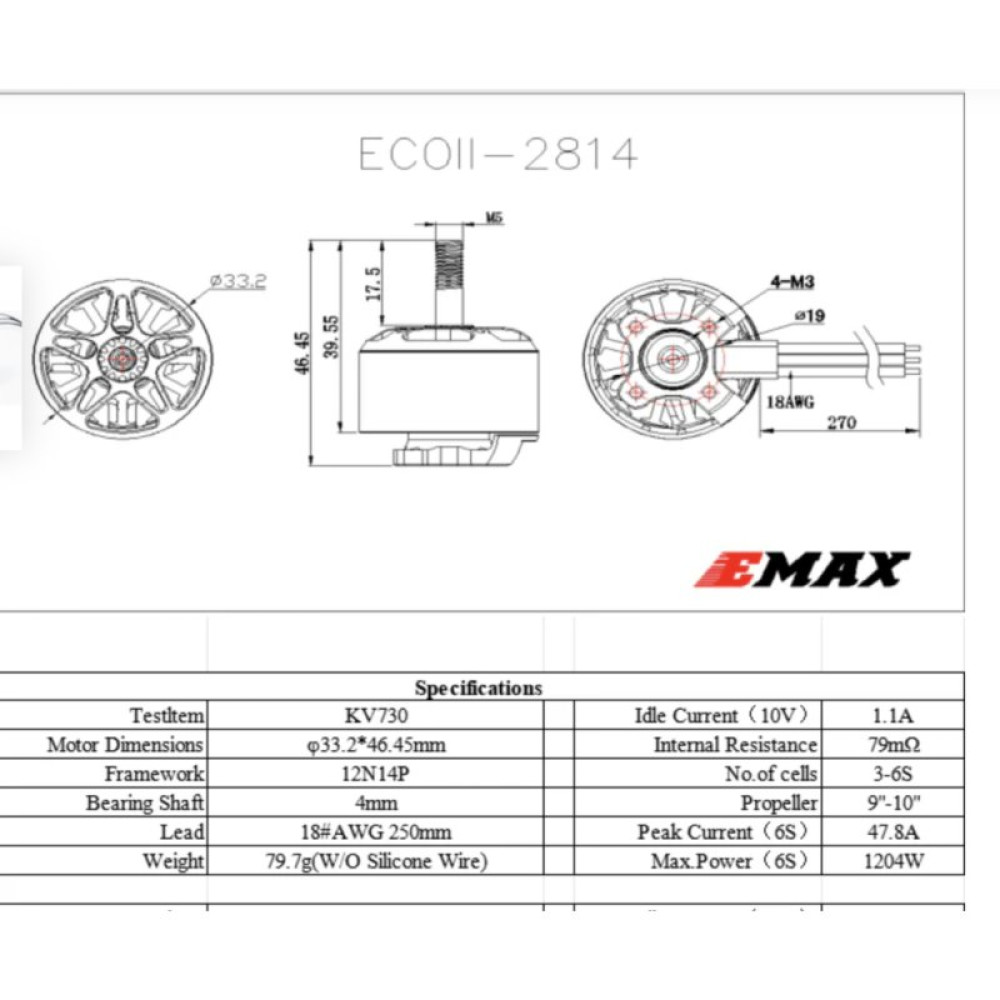 Двигатель для дрона Emax ECO II 2814 730KV (0101096040)