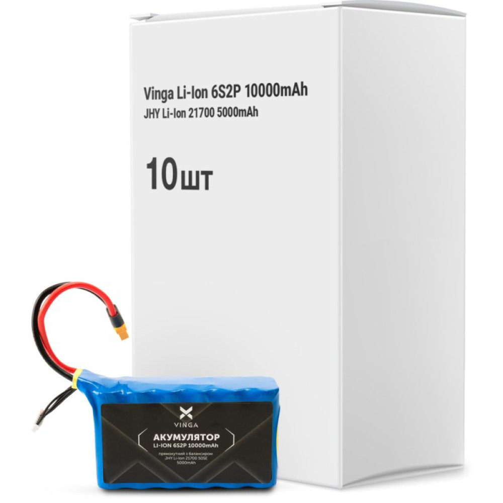Аккумулятор для дрона Vinga Li-Ion 6S2P 10000mAh коробка 10 шт (JHY Li-Ion 21700 5000mAh) (V6S2P-10PCS-10000MAH)
